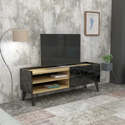 Obrázek produktu pro PORTAL TV stolek na nožičkách, dub / černá