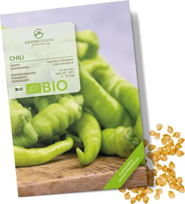 Obrázek produktu pro semena chilli (Sigaretta di Bergamo, 1 500 Scoville) – semena chilli z ekologického zemědělství, ideální pro pěstování na zahradě, balkóně nebo terase (10 semen)