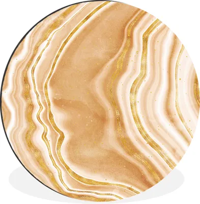 Produktbild von MuchoWow® Aluminium Wandkreis Achat Stein - Gold - Edelsteine - Luxus Ø 90 cm Wanddeko Modern Wohnzimmer - Mauerkreis - Wandbilder - Runde Bild - Bild aus Aluminium - Schlafzimmer - Wohnzimmerdekoration - Wand Dekoration
