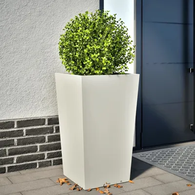 Produktbild von HOMMIE Pflanztopf/Blumenkübel Moderne - Pflanzkübel - Blumentopf Weiß 45x45x75cm Stahl DE927936 - Beete