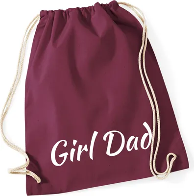 Produktbild von Huuraa Turnbeutel Girl Dad Schriftzug 12 Liter Burgundy Baumwolle Rucksack Geschenkidee