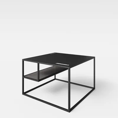 Immagine prodotto di Tavolino - 70 x 70 cm - Grigio - Nero - Struttura in metallo - Con ripiano
