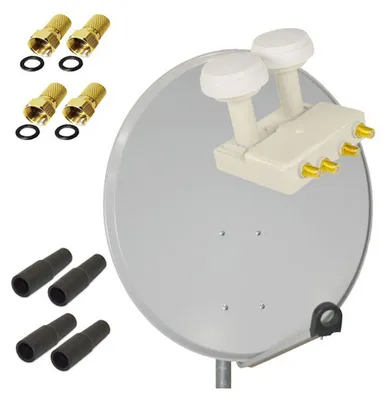 Produktbild von PremiumX SAT Anlage 80cm Antenne Aluminium Quad Monoblock WE F-Stecker