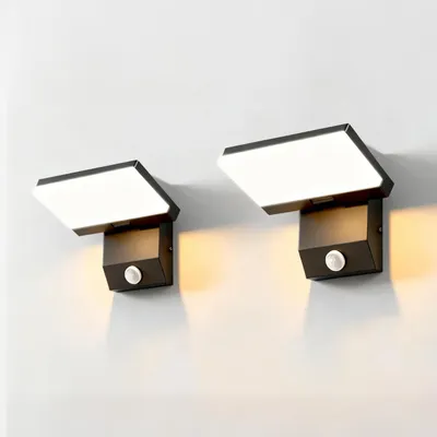 LED-Wandleuchte 36W mit Bewegungsmelder, 3000K, IP65, 2er-Pack