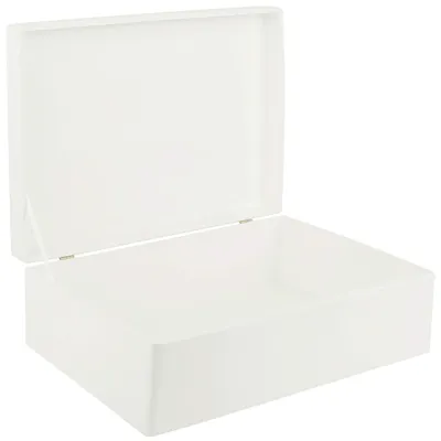 Productafbeelding van Creative Deco XL Witte Houten Doos met Deksel Opbergdoos, 40 x 30 x 14 cm