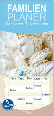 Produktbild von Familienplaner 2026 - Magischer Papierzauber mit 5 Spalten (Wandkalender, 21 x 45 cm) CALVENDO