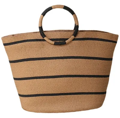 Produktbild von Strohtaschen für Damen, Strohtasche für den Sommer, Strandtasche aus Stroh, gewebter Strandkorb, Strohhandtasche, Strohtasche