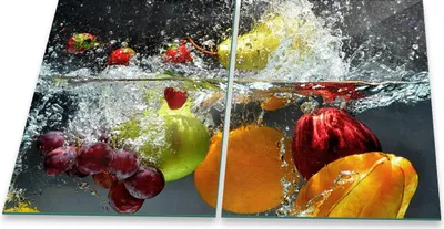 Produktbild von Herdabdeckplatte Abdeckung Glaskeramikkochfeld Abdeckplatte 2-Teilig 80x52 Früchte Schutz