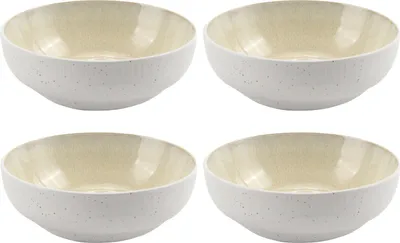 Produktbild von Schalen - Ø 17 cm - Beige - Weiß - Steingut - mit Reliefprägung - 4er Set