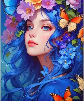 Image de NORIMPEX Diamantov petite Dvka avec des fleurs dans les cheveux 30 x 40 cm