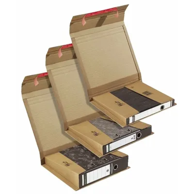 Produktbild von ColomPac Ordner-Versandkarton, braun, für Ordner DIN A4 mit Rückenbreite 35 bis 80 mm, stabile Wellpappe - 20 Stück (CP