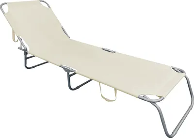 Image de chaise longue de camping à 3 pieds Beige 186x55x24cm