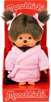 Obrázok produktu pre Dievčatko v župane s vrkočmi | 20 cm bábika Monchhichi | Móda