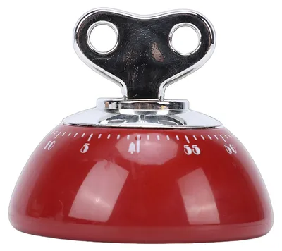 Image de Minuteur mécanique magnétique, 60 minutes, compte à rebours, style vintage, à remontoir manuel, idéal pour la cuisine, le travail ou les études, couleur rouge