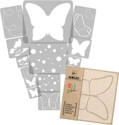 Produktbild von Schablonen Malen für Kinder, 14 Stück Set 9x12 bis 23x34 cm Schmetterling, Wiederverwendbare Kunststoff für Kinderzimmer Malvorlage Raumdekoration