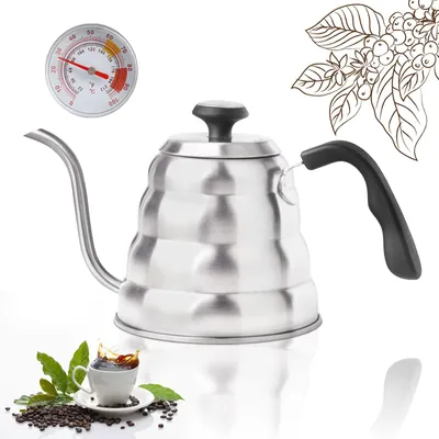 Image de Bouilloire Zwanenhals de 1,2 litre avec thermomètre et en acier inoxydable