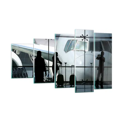 Produktbild von Bilder auf glas - Flugzeug Flughafen Passagiere - 100x60cm - Glasbilder - Wandbilder - Kunstdruck - zum Aufhängen bereit - Wanddekoration aus Glas - Glas Bilder - Wandbild auf Glas - GEG100x60-0130