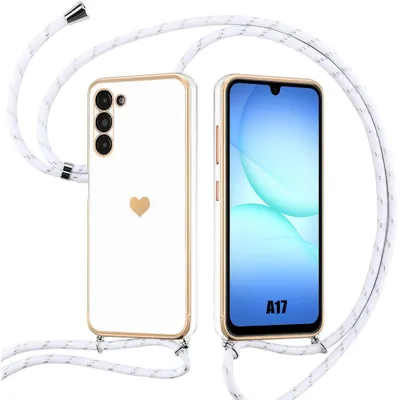 Image de Coque pour Samsung Galaxy A17 4G/5G, Protection Silicone Anti-Rayures avec Cordon Blanc