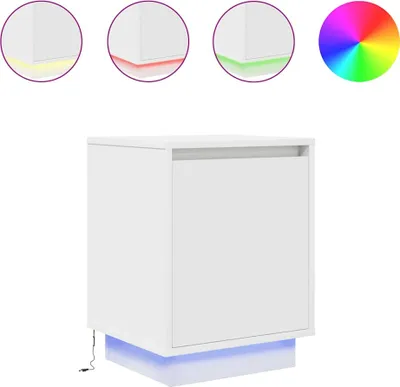 Image de Table de chevet avec lumières LED blanc 38x34x50 cm