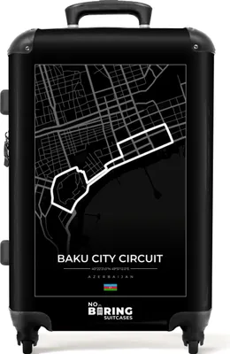 Produktbild von NoBoringSuitcases.com® Großer Koffer - Formel 1 - Baku City Circuit - Rennstrecke - Schwarz und weiß - Sport - Kombinationsschloss TSA - Hartschalen Trolley 4 Rollen - 72 liter - Reisekoffer - 66 cmKoffer Mittelgroß 67x43x25 cm, 72L,