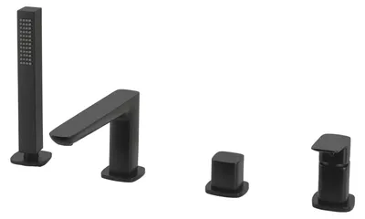 Produktbild von Avapax | Badewannenarmatur 4-loch - Schwarz Matt - Messing - Minimalistisches Design - Korrosionsbeständig