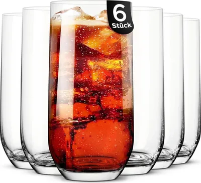 Produktbild von KONZEPT Gläser Set 6-teilig, Transparente 400ml Wassergläser Set, Ideal für Saft, Cocktails, Longdrinks, Eiskaffee, Hohe Londrinksgläser Set