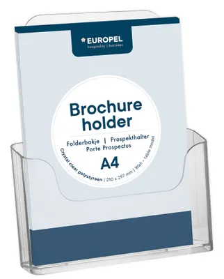 Image de EUROPEL 350074 EUROPEL Porte-brochures de table, A4 vertical, 1 compartiment, transparent