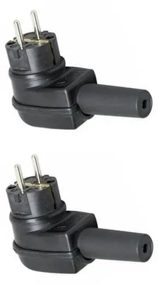 Productafbeelding van Rubberen Stekker met Randaarde - Haaks - 16A 230V - Zwart - Per 2 stuks