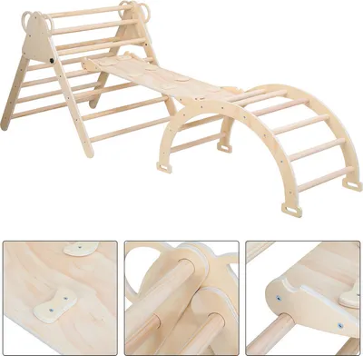 Produktbild von Kletterdreieck für Kinder Klettergerüst Holzspielzeug 60 kg Belastbar
