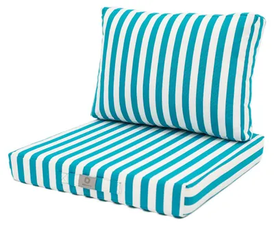Image de Coussins pour salon de jardin déhoussable 60x60cm - Rayure Turquoise