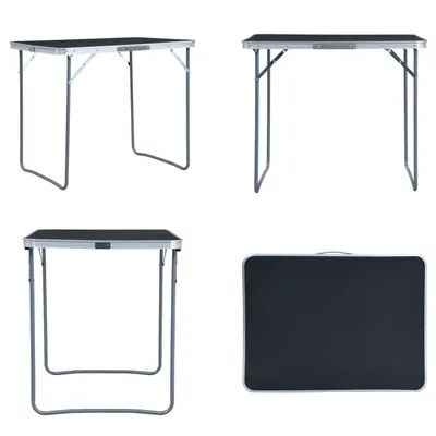 Produktbild von vidaXL Klappbarer Campingtisch mit Metallrahmen 80 x 60 cm Grau - Camping-Tisch - Camping-Tische - Campingtisch - Campingtische