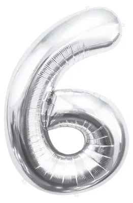 Image de Ballon en plastique XL chiffre 6 argent 85 cm