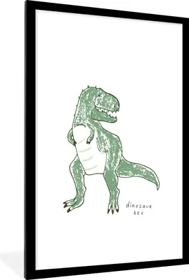 Produktbild von MuchoWow® Gerahmtes Poster Kinderzimmer - Tyrannosaurus - Dinosaurier - Jungen - Mädchen - Kinder 60x90 cm - Poster mit Schwarzem Bilderrahmen Wandposter Rahmen Foto Bilder - Dekoration - Wandposter Wohnzimmer - Hochwertig