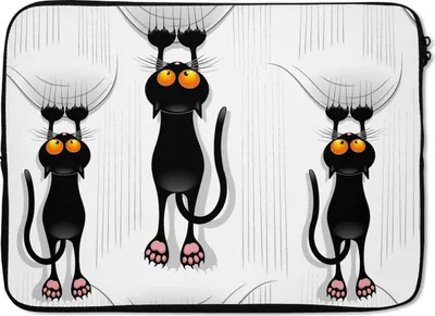 Produktbild von MuchoWow® Laptop Hülle 14 ZollMuster - Katze - Schwarz - Jungen - Mädchen - Kinder - Kinder Laptoptasche - Laptoptasche - Stoßsicher - Schutzhaube
