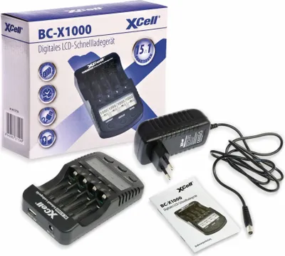 Obrázek produktu pro XCell Schnellladegerät BC-X1000 1-4x AAA, AA  LCD-Display