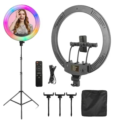 Productafbeelding van Ringlamp, instelbare helderheid, 360° draaibaar, 240 cm, zwart