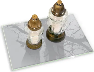 Produktbild von Grabkerze Untersetzer Glastafel Gummifüße Motiv - 80x52 cm - Graue Farbe