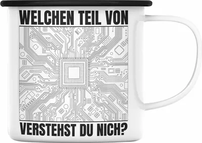 Produktbild von Trendation - Elektroniker Emaille Tasse Geschenk Welchen Teil Von Verstehst Du Nicht Elektrotechnik Männer Spruch (Schwarz)