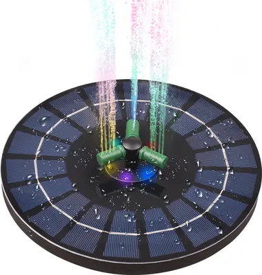Produktbild von LED Solar Springbrunnen mit 6W Solar Panel, Solar Teichpumpe Wasserpumpe Solar Schwimmender Fontäne Pumpe für Garten, Vogel-Bad, Fisch-Behälter