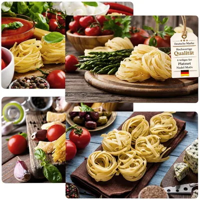 Produktbild von 4 Platzdeckchen Tischset Tischmatte Platzmatte Platzsets Abwaschbar Pasta Nudeln
