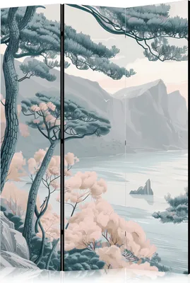 Obrázek produktu pro Jednostranný paraván Krajiny 135x172 cm 3-dílný šedý