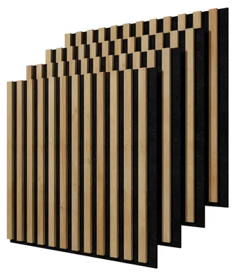 Produktbild von STEGU Linea Acoustic PROline 4er Set Akustikpaneele 60x60,5 cm Schallabsorption MDF Eiche