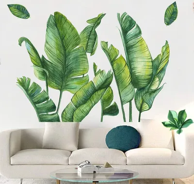 Produktbild von Wandtattoo Blätter Grün Wandbild Tropische Pflanzen, DIY Klebend Blumen set, Wandsticker Blumen, Deko für Wohn-Schlafzimmer Kinderzimmer Küche Flur (D)