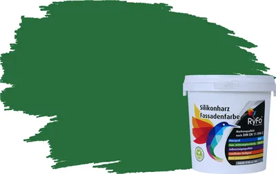 Produktbild von RyFo Colors Silikonharz Fassadenfarbe Lotuseffekt Trend Wemmsgrün 1l - bunte Fassadenfarbe, weitere Grün Farbtöne und Größen erhältlich, Deckkraft Klasse 1