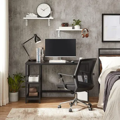 Image de Bureau avec espace de rangement – Style industriel – Noir – 120 x 60 x 75 cm