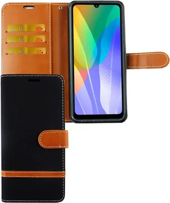 Produktbild von Huawei Y6P Handy Hülle Schutz Tasche Case Cover Kartenfach Etuis Schwarz