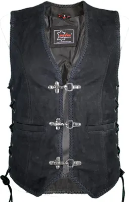 Produktbild von Damen Nubuk Lederweste Slim Kutte Clubweste Damenweste Rockerweste Chopper Leder(M)