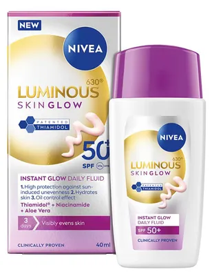 Obrázek produktu pro NIVEA LUMINOUS SKIN GLOW, lehký fluid SPF 50+, sjednocující pleť, 40 ml
