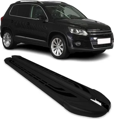 Image de Marchepieds Latéraux pédale pour VW Tiguan 2007-2016 Aluminium Noir 2Pcs