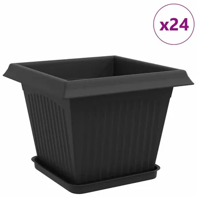 Image de Pots de plantes 24 pcs Noir 28,5 x 28,5 x 22 cm Plastique